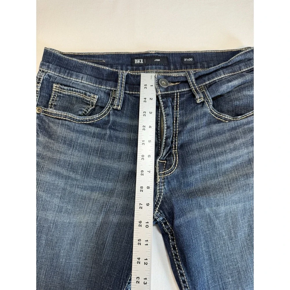 BKE Men's Jake 31x30 Bootcut Medium Blue Denim 5-Pocket Jeans Button‎ Zip Up